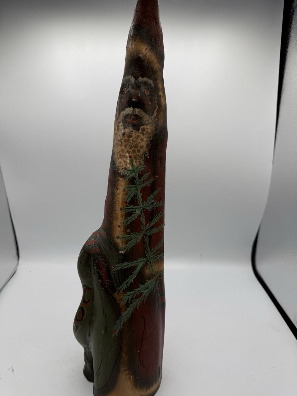 Vintage 1990 Ellwanger Hand Carved Folk Art Santa Christmas Figurine Signed